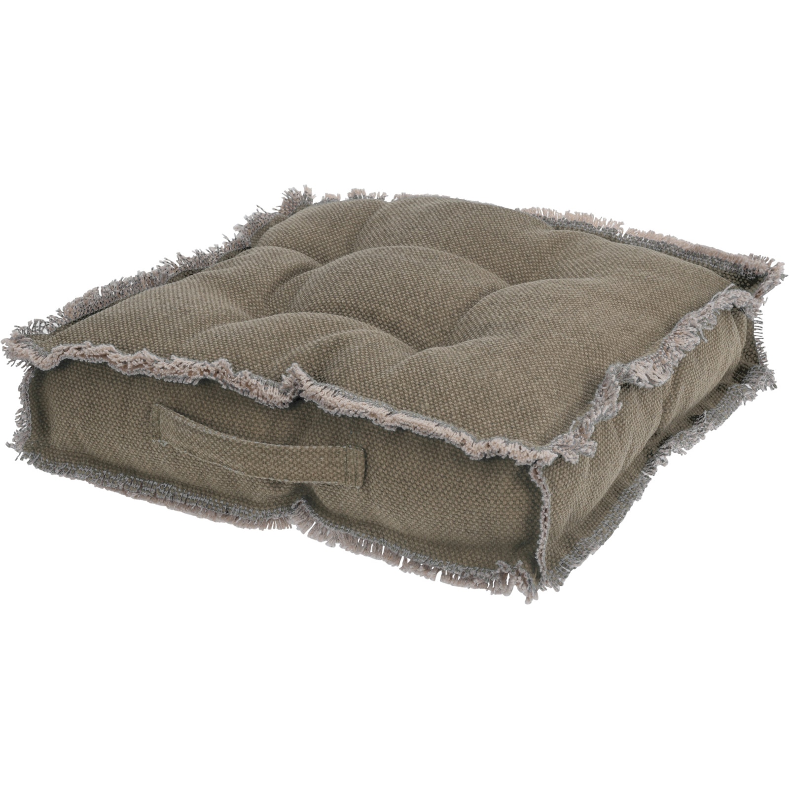 Perna scaun gradina/terasa, cu franjuri, 40x40x8cm, husa 100% bumbac, bej