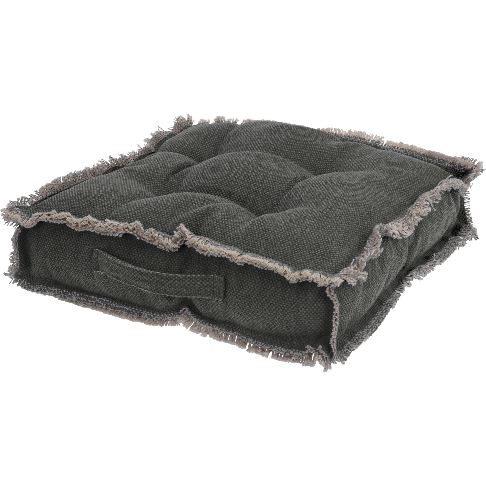Perna scaun gradina/terasa, cu franjuri, 40x40x8cm, husa 100% bumbac, antracit