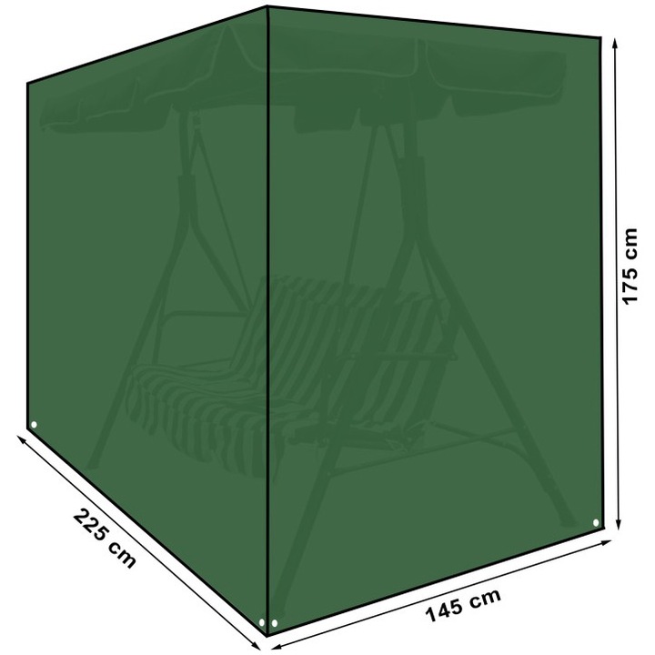 Progarden Cipzáras védőhuzat hintaágy számára, 225x145x175 cm, Sötétzöld