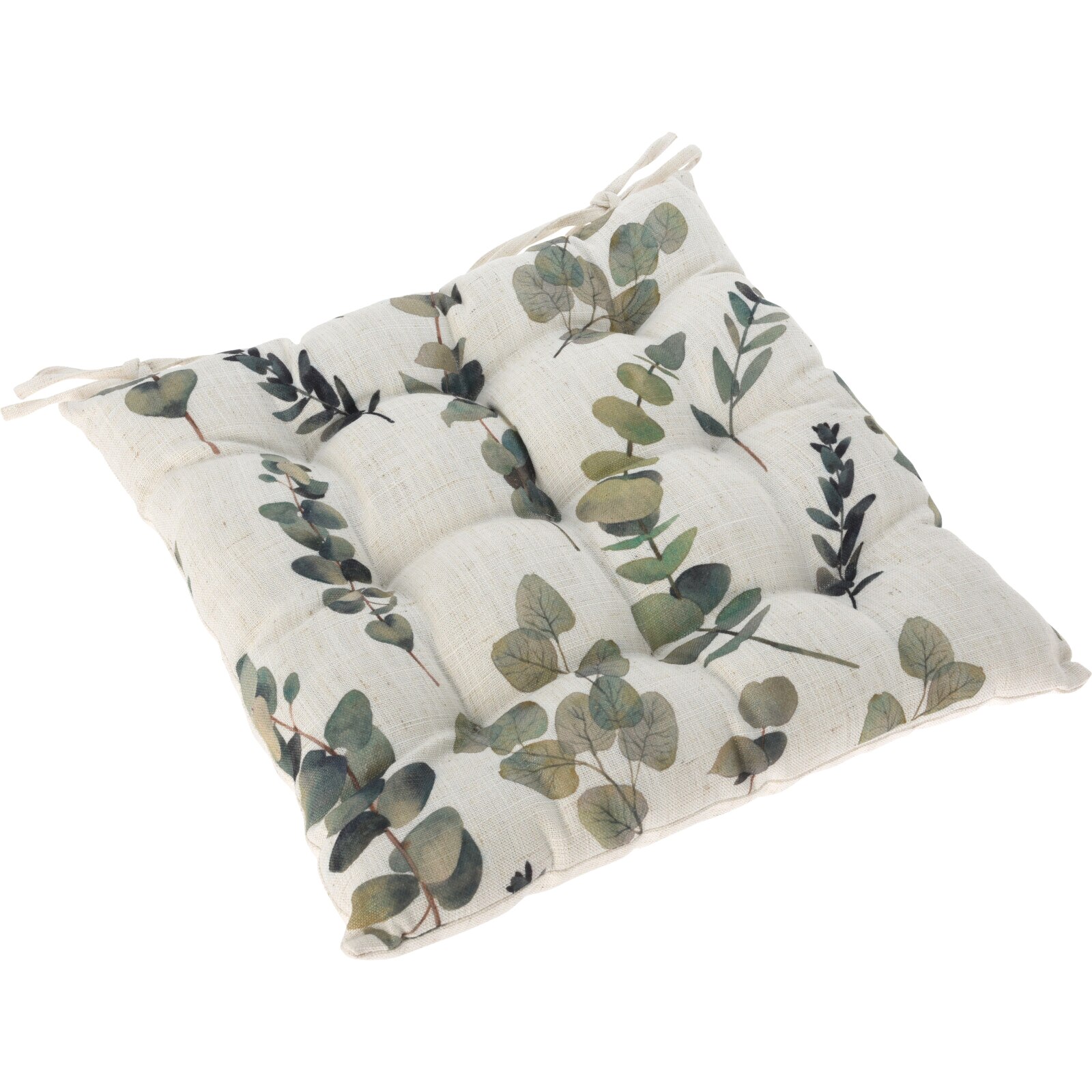 Perna scaun gradina/terasa, 40x40, eucalipt print/o fata, polyester cu aspect in, 330g, bej