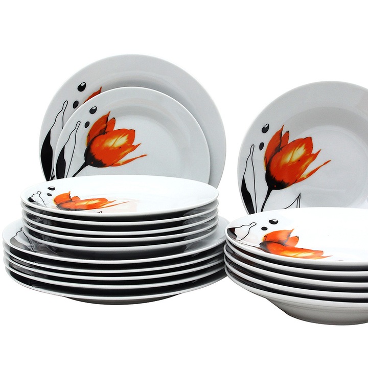 Сервиз за хранене Morello 18 части, Orange Tulip порцелан