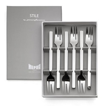 Set 6 furculite tort Mepra Stile, Argintiu Set 6 furculite tort Mepra Stile, Argintiu