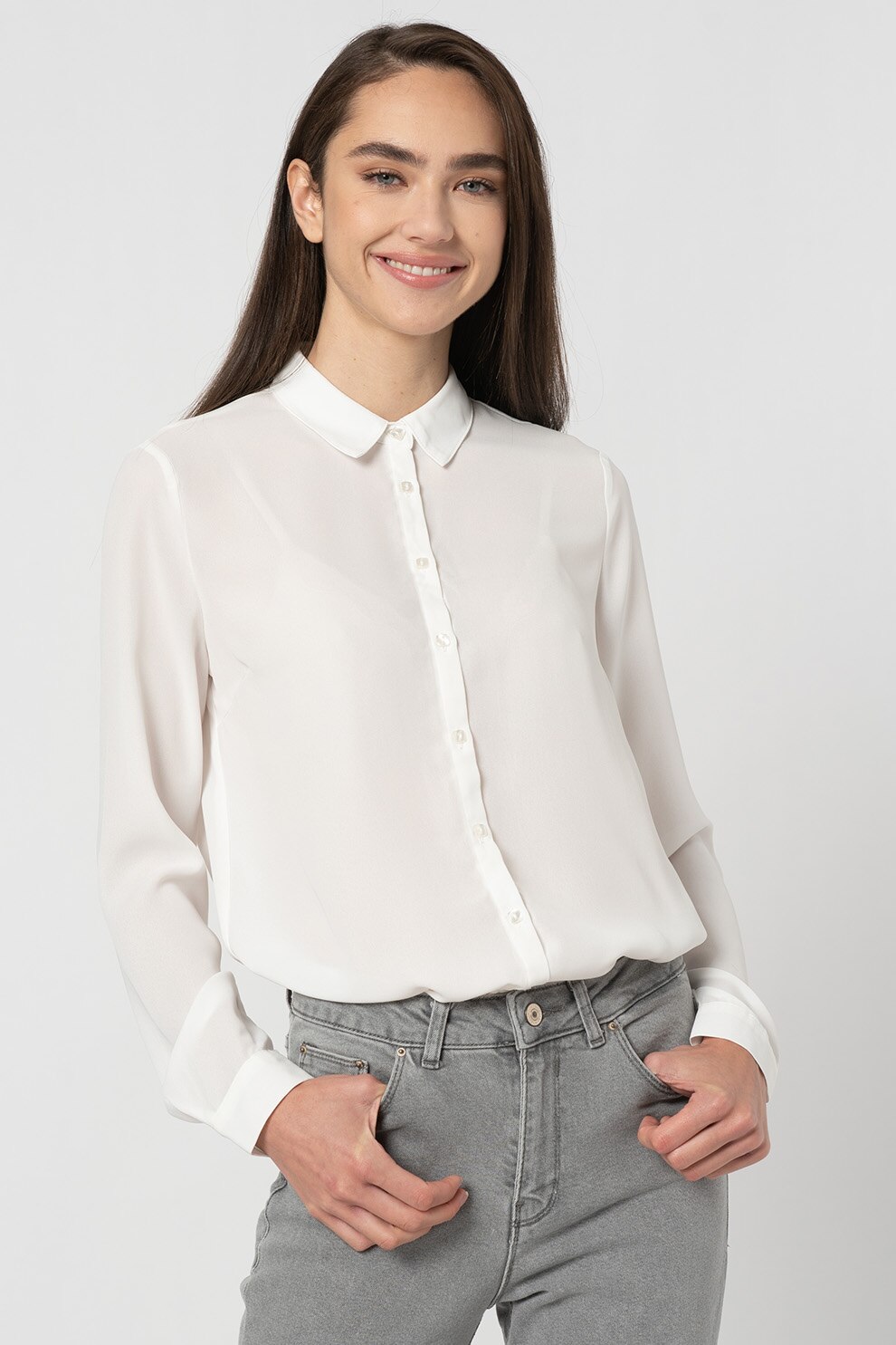 OVS, Camasa vaporoasa cu guler ascutit, Alb