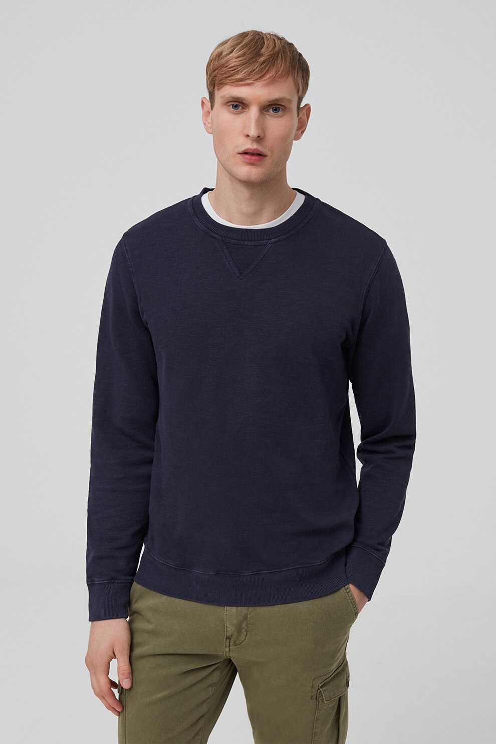 OVS, Bluza sport cu decolteu la baza gatului, bleumarin inchis, S