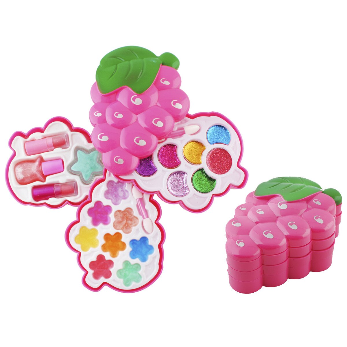 Kit machiaj pentru copii Iso Trade, Toy makeup kit, Cutie in forma de fructe, 12,5 x 9 x 6 cm, 110 g, Multicolor