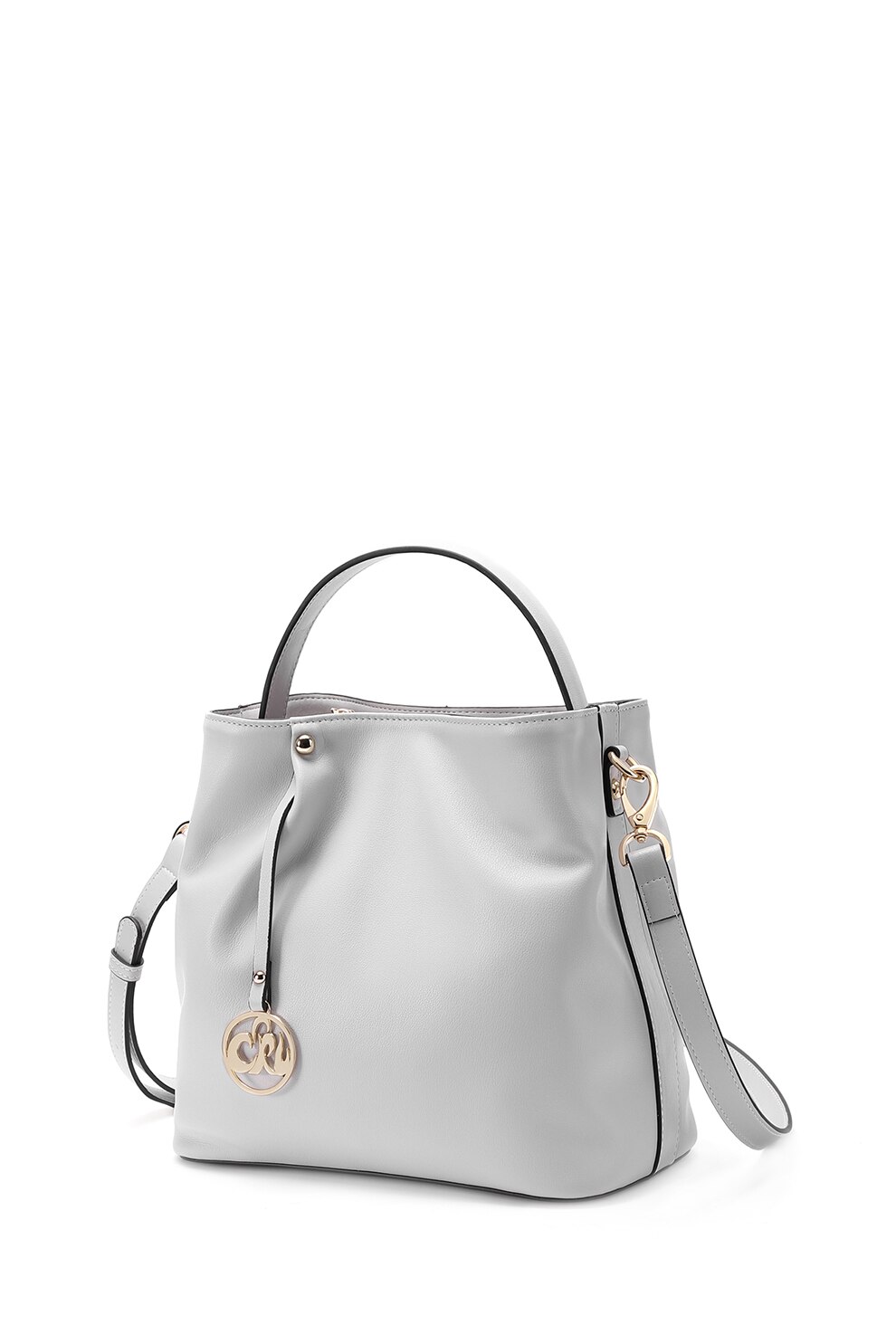 C'iel, Geanta tote de piele Sophie, Gri deschis/Auriu