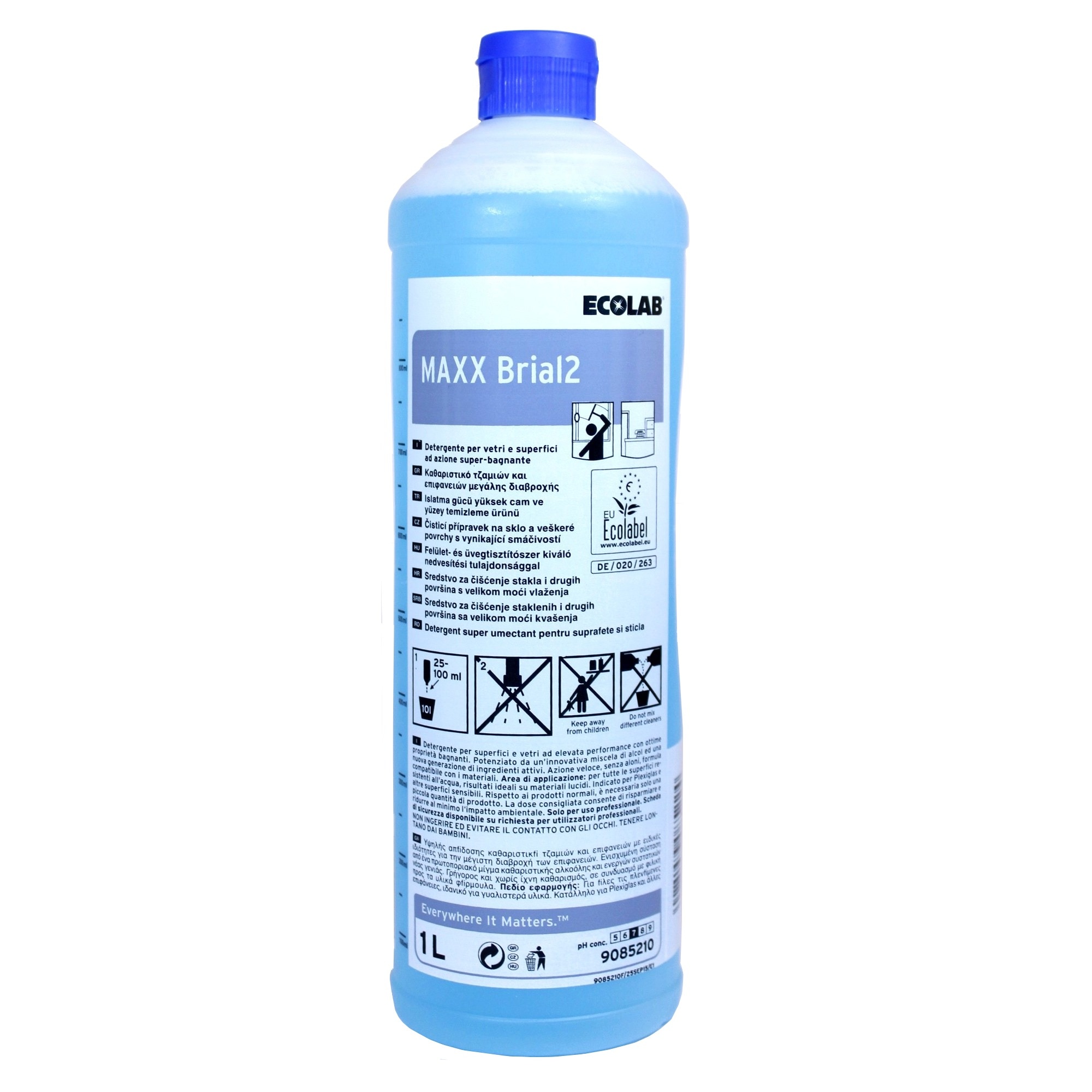 Detergent pentru curatarea suprafetelor de sticla, Maxx2 Brial, 1 litru