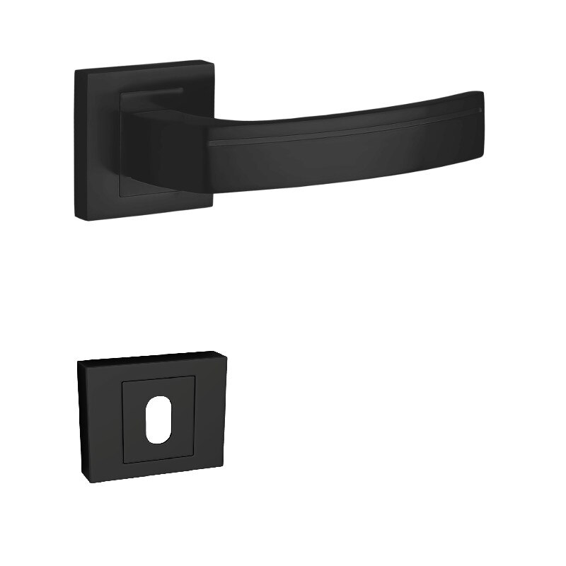 Manere usa de interior negru mat cu rozeta cheie Kuchinox KRV 900A