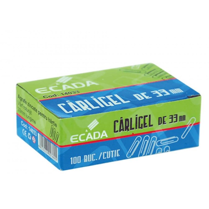 Комплект от 10 галванизирани кутии с телбод ECADA, 33 mm, 100 бр./кутия