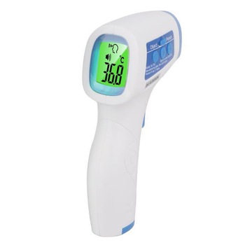 Termometru digital non contact, avizat medical, dispozitiv medical de mare precizie, RRI, corp, mana, frunte si suprafete, cu infrarosu, alarma, baterii incluse Termometru digital non contact, avizat medical, dispozitiv medical de mare precizie, RRI, corp, mana, frunte si suprafete, cu infrarosu, alarma, baterii incluse