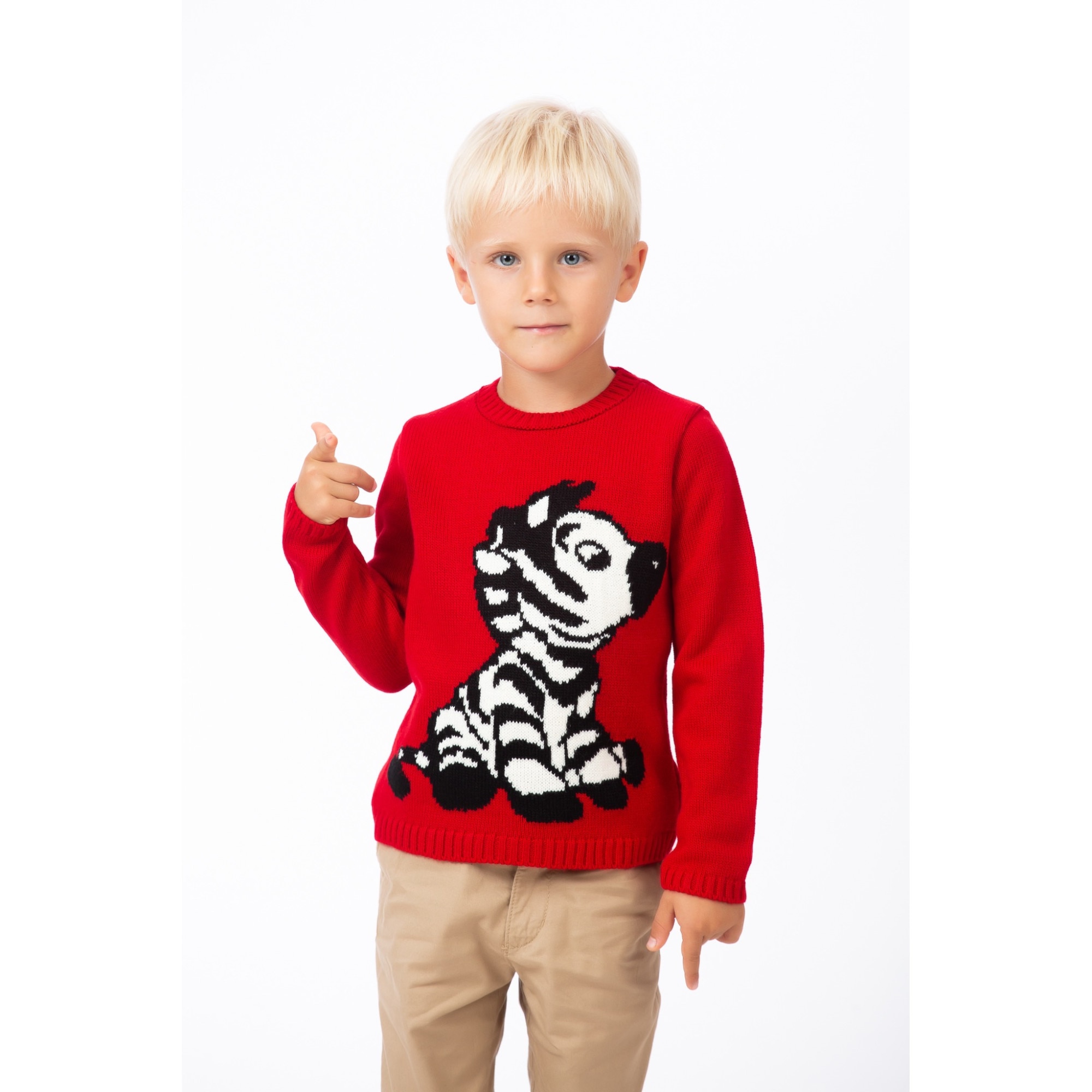 Pulover rosu BE YOU, desen zebra, Rosu