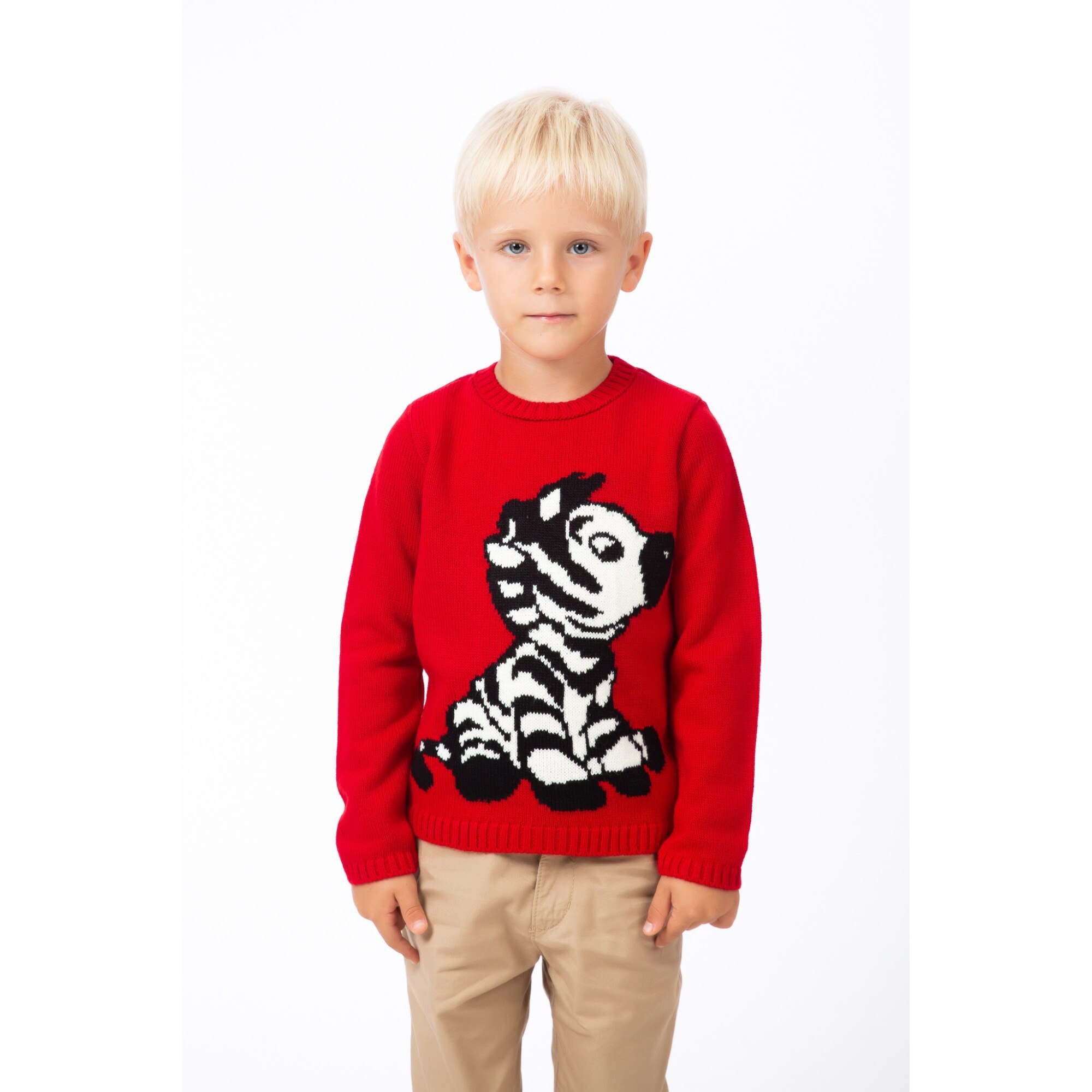 Pulover rosu BE YOU, desen zebra, Rosu