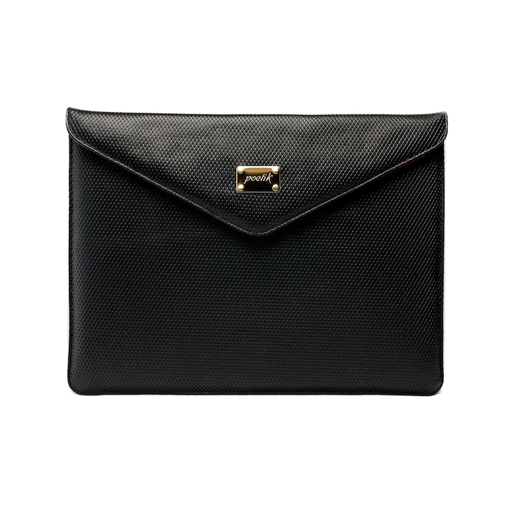 Husa pentru iPad/MacBook Air Gold 12'', Poetik, Piele Naturala, Negru Diamant