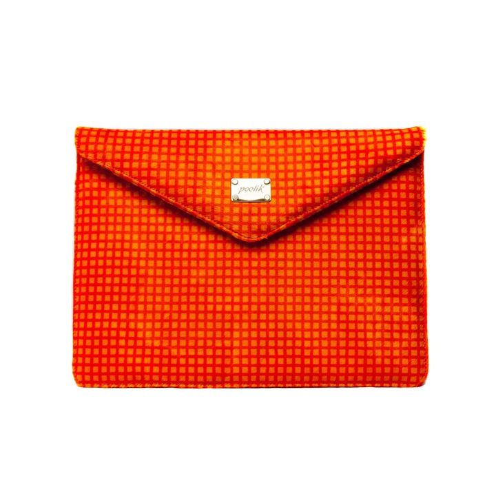 Husa pentru iPad/MacBook Air Gold 12'', Poetik, Piele Naturala Ponei, Portocaliu