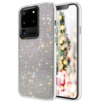 Husa cu cristale si strasuri, Samsung Galaxy S20 Ultra (6.9 inch), Argintiu Husa cu cristale si strasuri, Samsung Galaxy S20 Ultra (6.9 inch), Argintiu