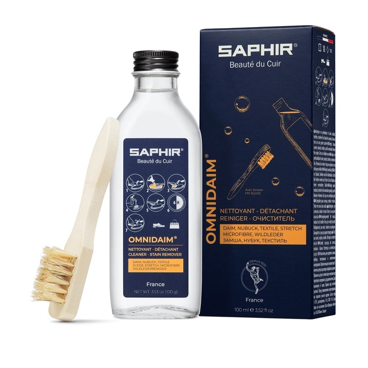 Solutie curatare piele intoarsa, Saphir, Omnidaim, Incolor 100 ml
