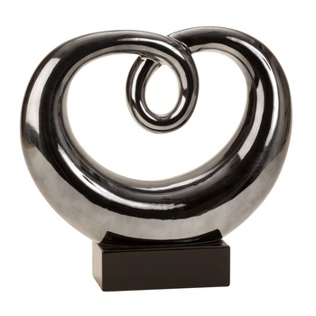 Figura decorativa sculptura moderna din ceramica, albastru metalizat cu baza neagra, 31x33 cm Figura decorativa sculptura moderna din ceramica, albastru metalizat cu baza neagra, 31x33 cm