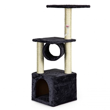 Ansamblu de joaca pentru pisici, 3 etaje, baza stabila din MDF, stalpi infasurati in sisal, 92 x 30 x 30 cm Ansamblu de joaca pentru pisici, 3 etaje, baza stabila din MDF, stalpi infasurati in sisal, 92 x 30 x 30 cm