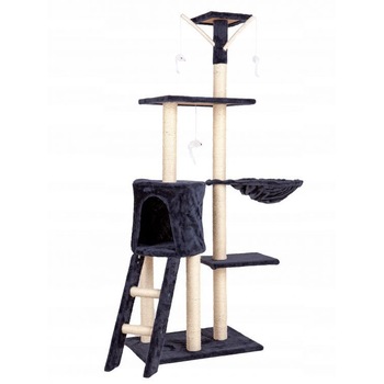 Ansamblu de joaca pentru pisici stalp urias, 5 niveluri, jucarii in forma de soricei, stalpi acoperiti cu sisal natural, pat moale si confortabil, 138.5 x 54.5 x 39.5 cm, gri Ansamblu de joaca pentru pisici stalp urias, 5 niveluri, jucarii in forma de soricei, stalpi acoperiti cu sisal natural, pat moale si confortabil, 138.5 x 54.5 x 39.5 cm, gri