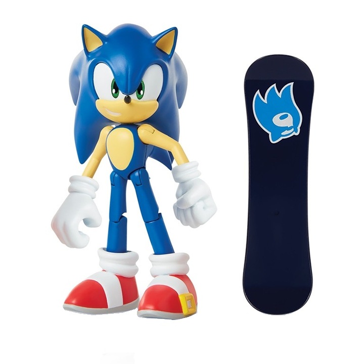 JAKKS Pacific Sonic csuklós figura kiegészítőkkel, snowboarddal, 10 cm