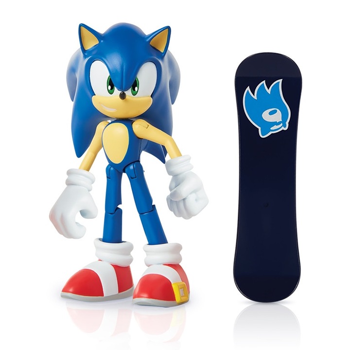 Артикулирана фигурка Sonic с аксесоари, модел Sonic със сноуборд - 10 см