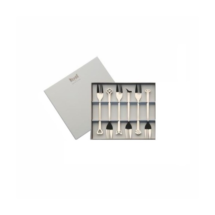 Set 6 furculite pentru tort, Mepra, Inox, Argintiu