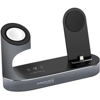 Incarcator wireless PROMATE PowerState, QI, Lightning, gri