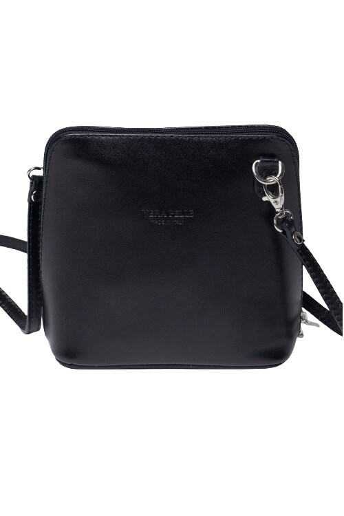 Geanta dama, Vera Pelle, de umar, piele naturala, negru, 20 x 16 x 9 cm