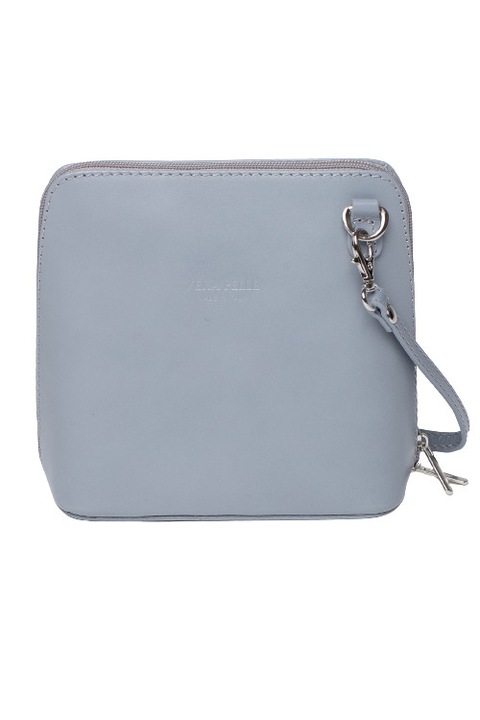 Vera Pelle női táska, váll, természetes bőr, 20 x 16 x 9 cm, világosszürke