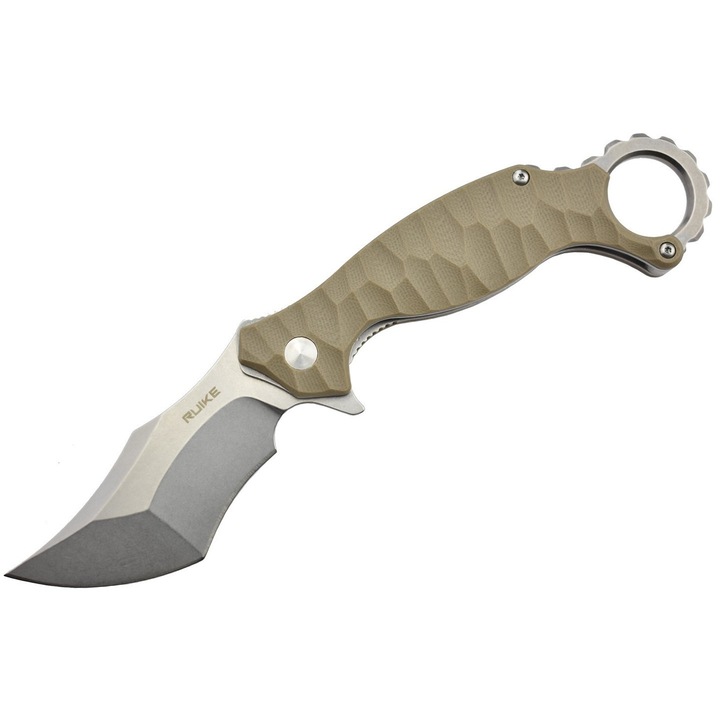 Нож Ruike P881-W с кафява дръжка G10, острие Sandvik 14C28N