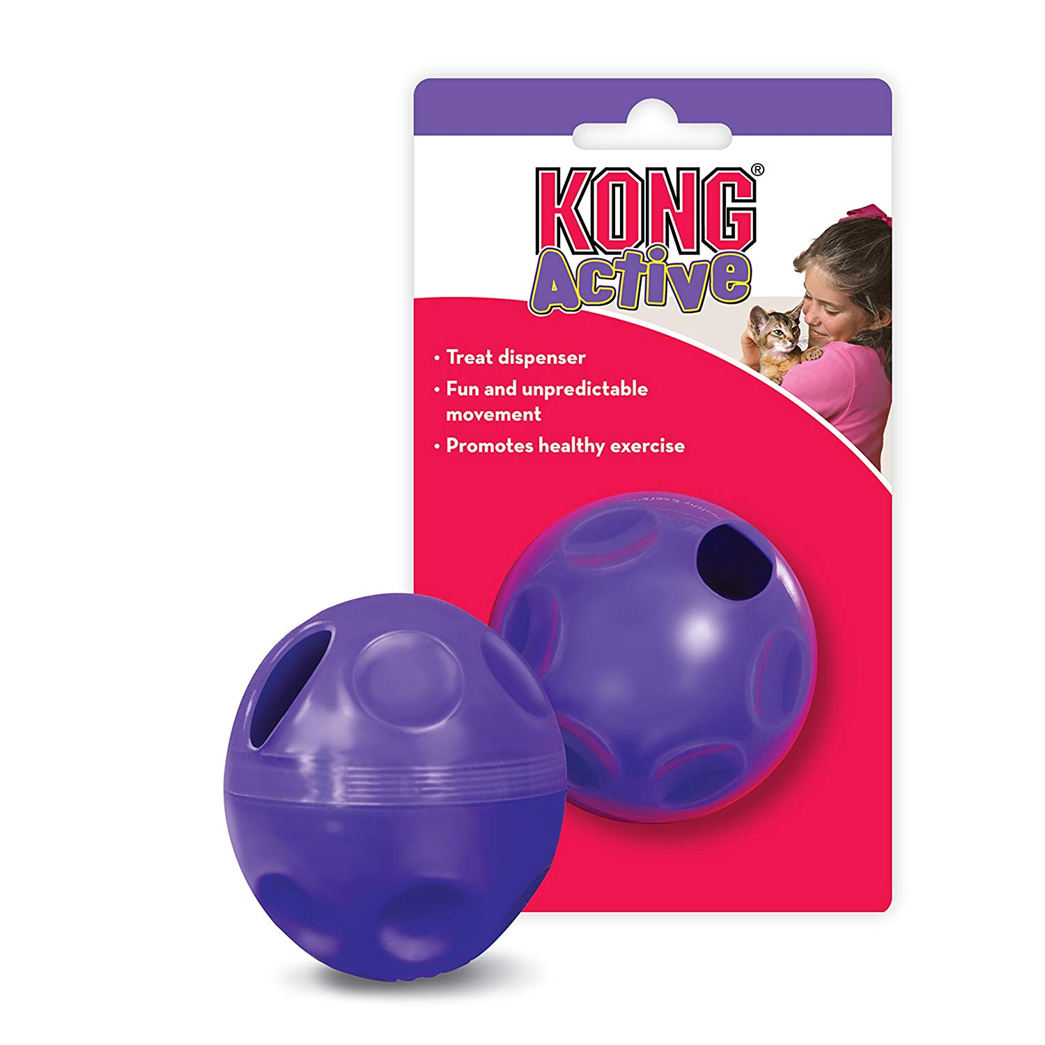 Jucarie pentru pisici Kong Cat Treat Ball, Kong, Violet