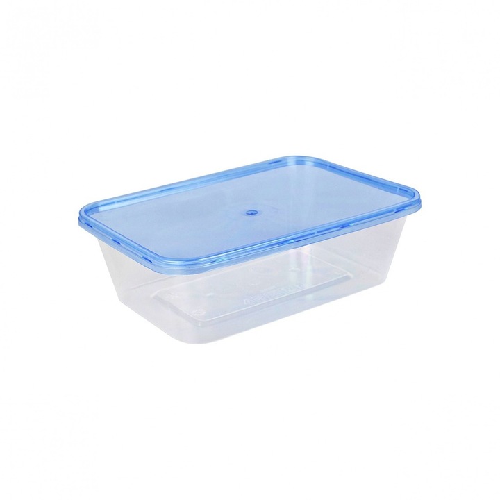 Reusable téglalap alakú ételtároló doboz, 750 ml, 10db, kék