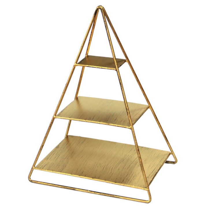Raki Piramis alakú 3 szintes muffin állvány 20x30x41 cm arany