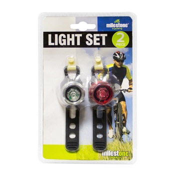 Set de 2 lumini de bicicleta cu LED, alb si rosu, 22200 Set de 2 lumini de bicicleta cu LED, alb si rosu, 22200