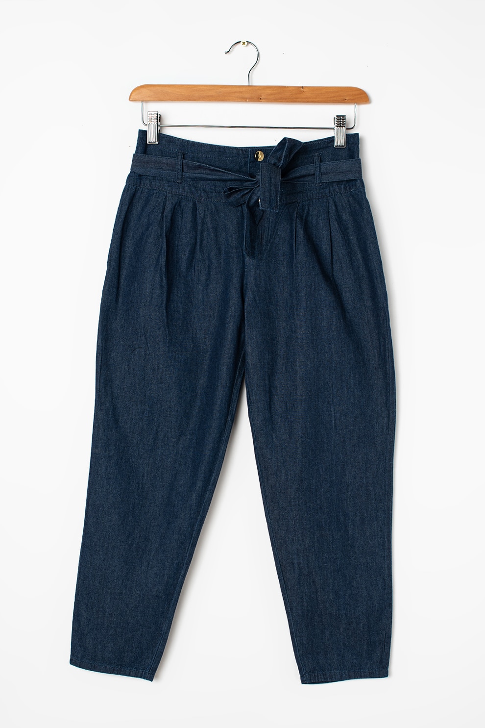 Liu Jo, Blugi mom fit din material chambray, Albastru inchis