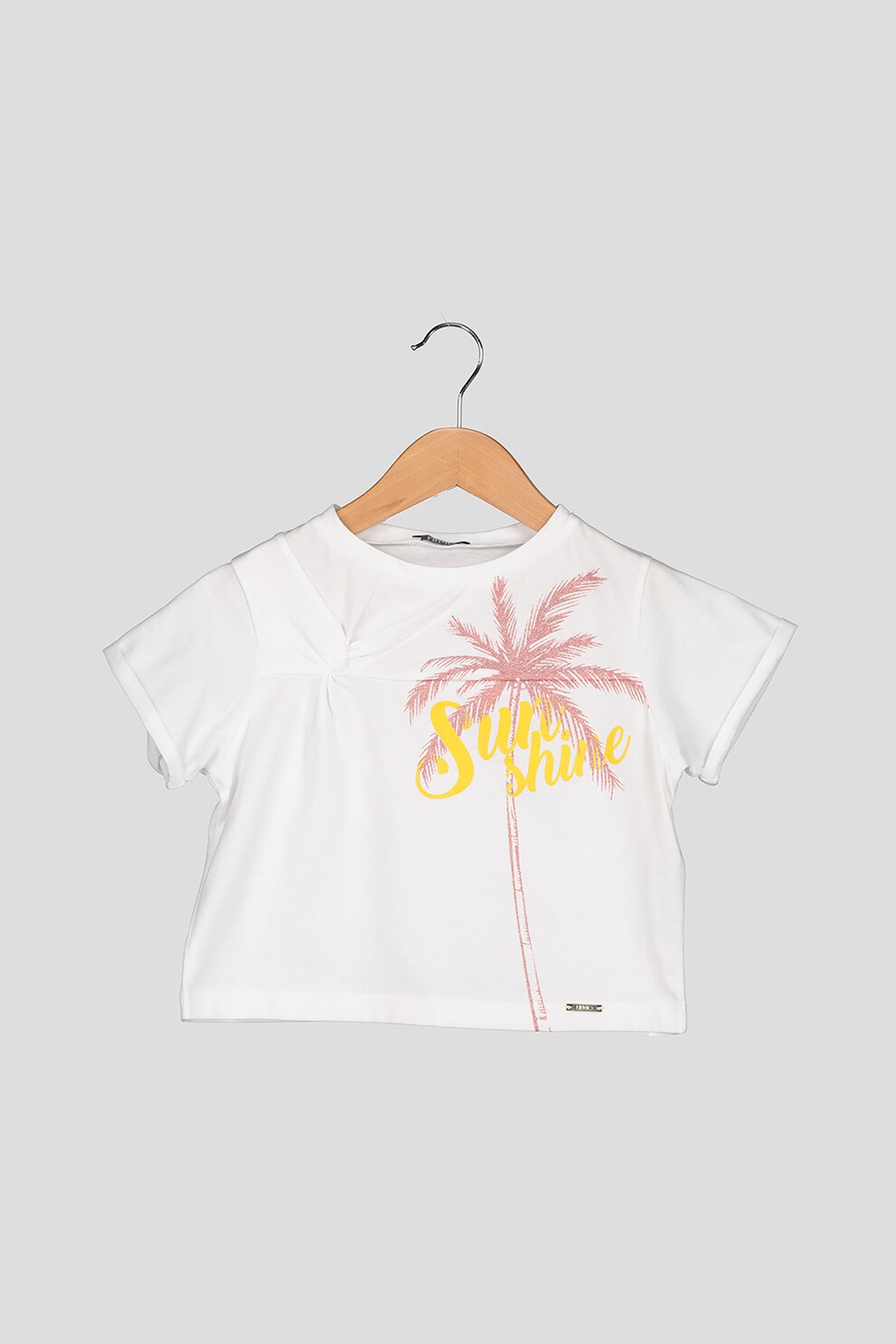 Liu Jo, Tricou cu imprimeu si detaliu rasucit, Alb, auriu rose, oranj pal