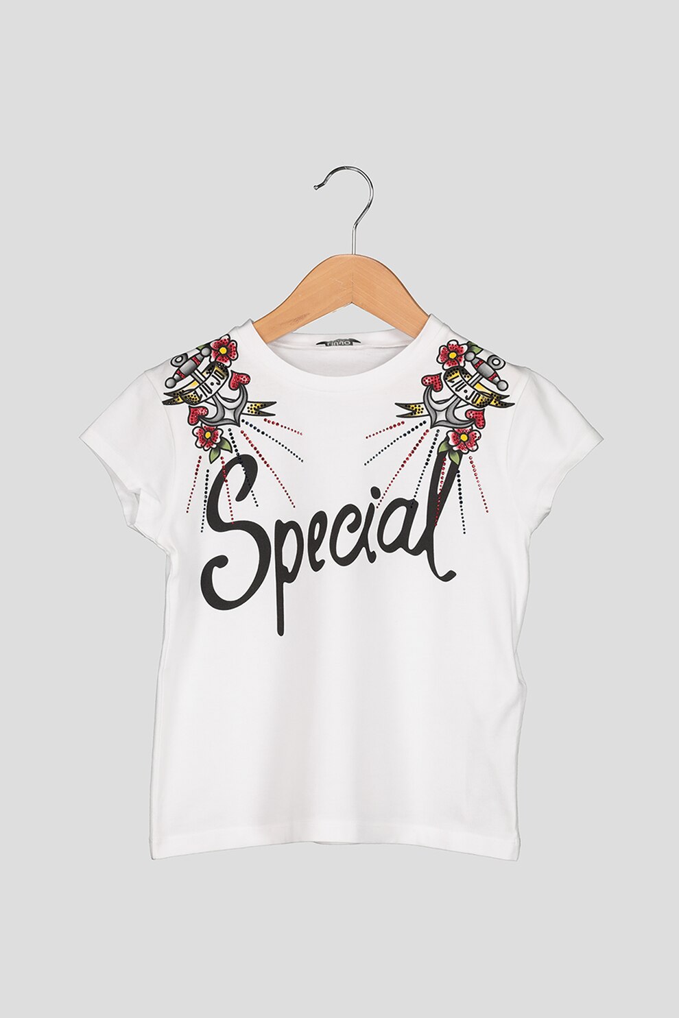 Liu Jo, Tricou cu imprimeu text, Alb/Negru/Rosu inchis