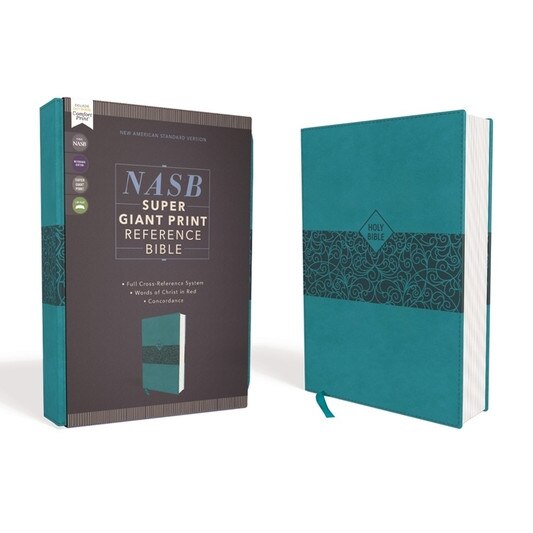 Nasb, Super Giant Print Reference Bible, Leathersoft, Teal, Red Letter Edition, 1995 Text, Comfort Print, Zondervan (Author)