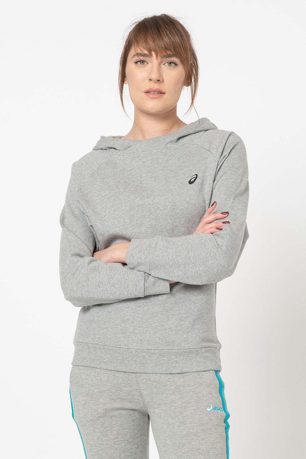 Asics, Hanorac cu maneci raglan, pentru alergare Ayami, Gri deschis