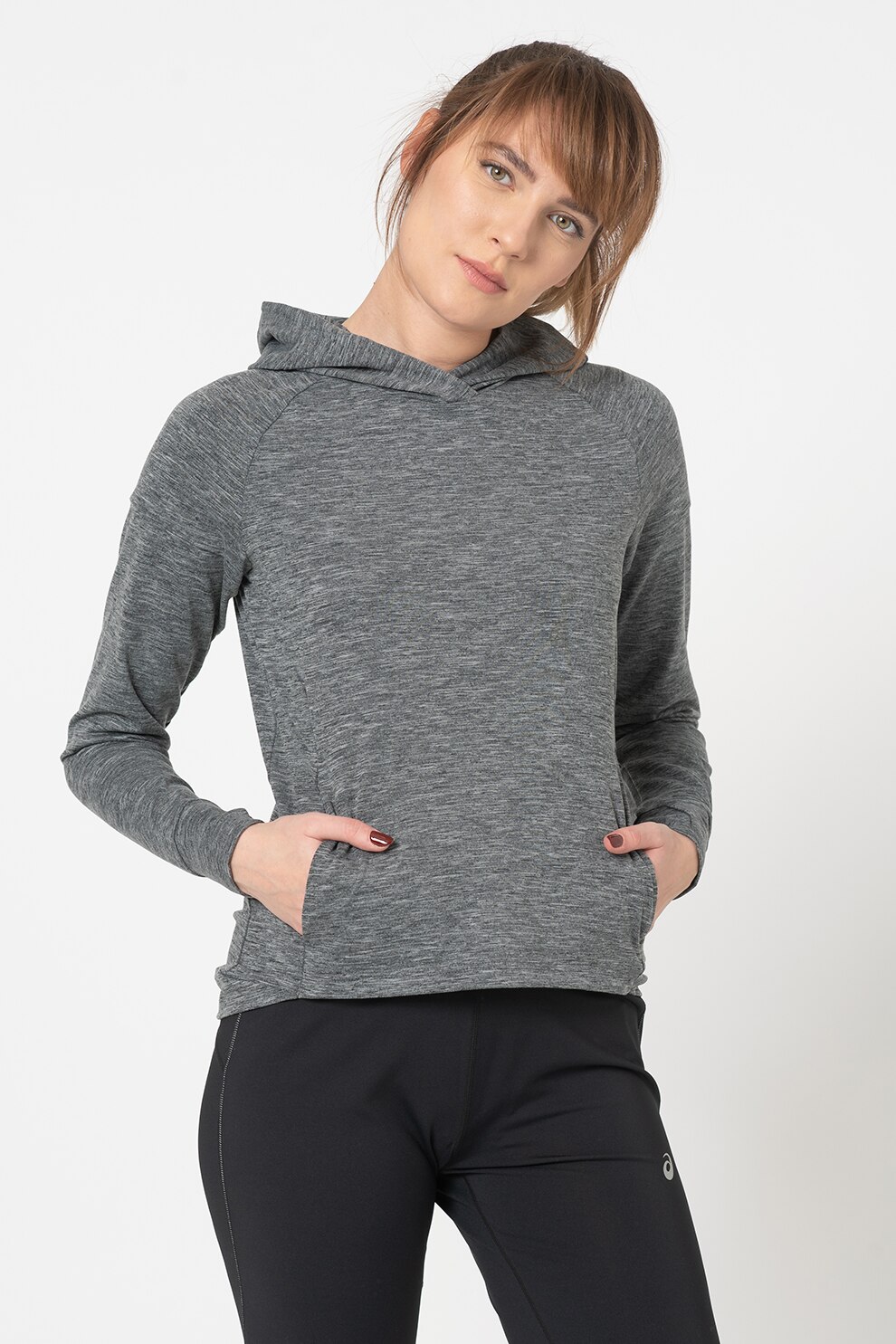Asics, Hanorac cu buzunare laterale pentru antrenament Sweat PO, Gri