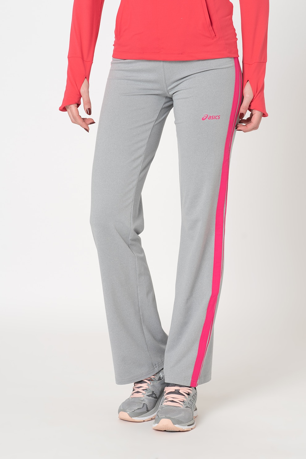Asics, Pantaloni sport cu talie joasa, pentru fitness, Gri