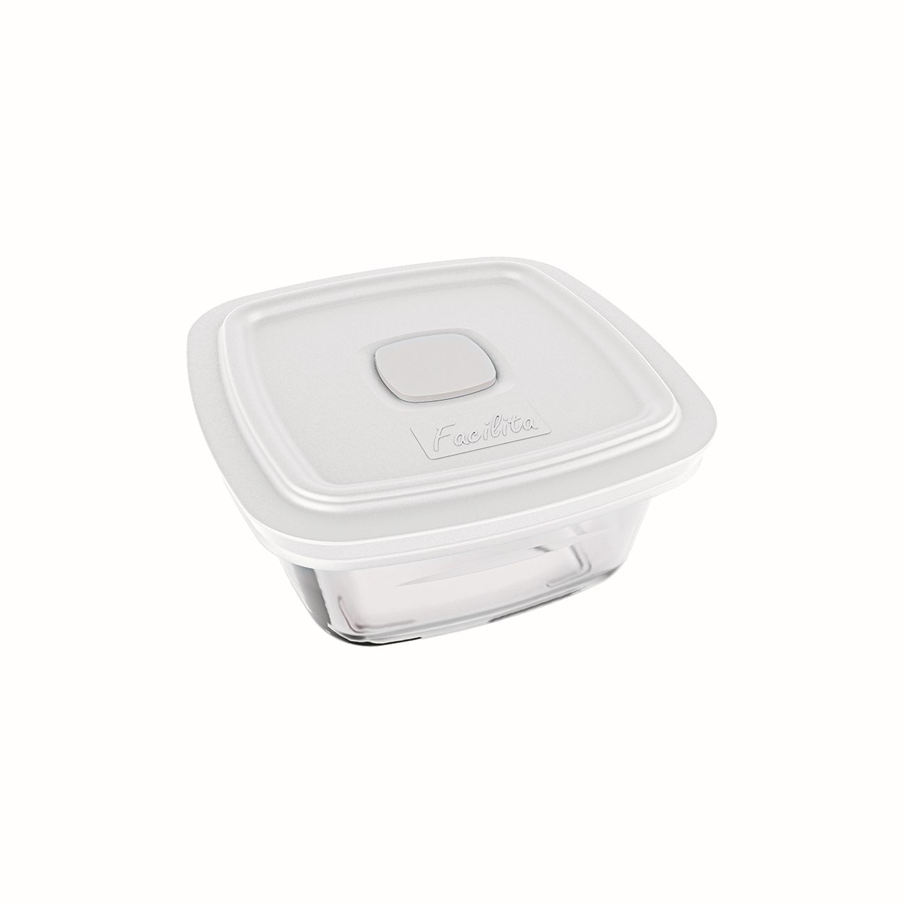 Cutie alimente cu capac ermetic, patrata, 2 litri, alba