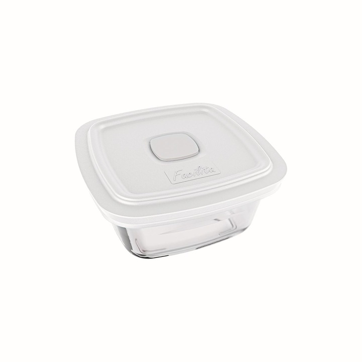 Cutie alimente cu capac ermetic, patrata, 2 litri, alba