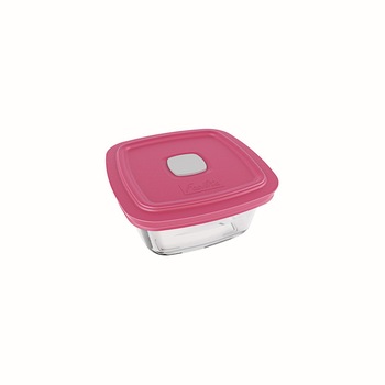 Cutie alimente cu capac ermetic, patrata, 300 ml, Marinex, roz Cutie alimente cu capac ermetic, patrata, 300 ml, Marinex, roz