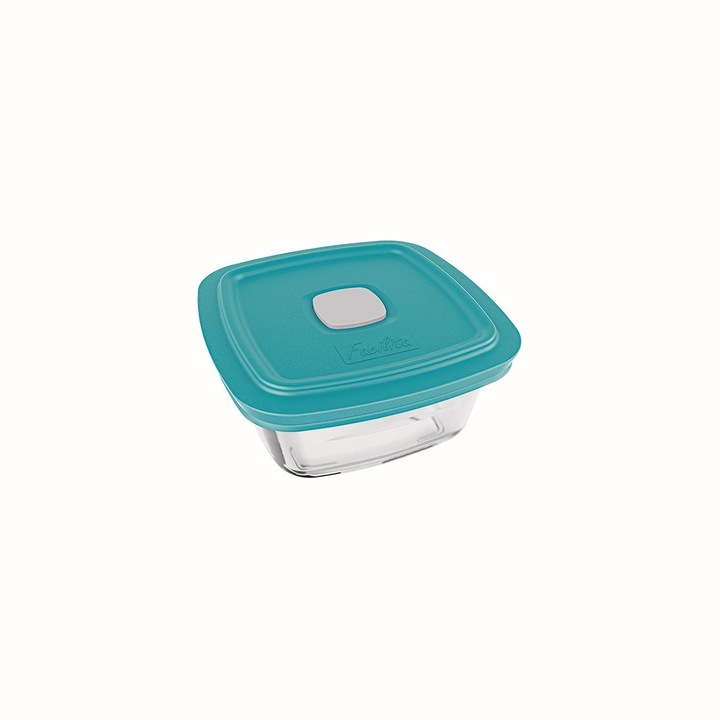 Cutie alimente cu capac ermetic, patrata, 300 ml, Marinex, albastra