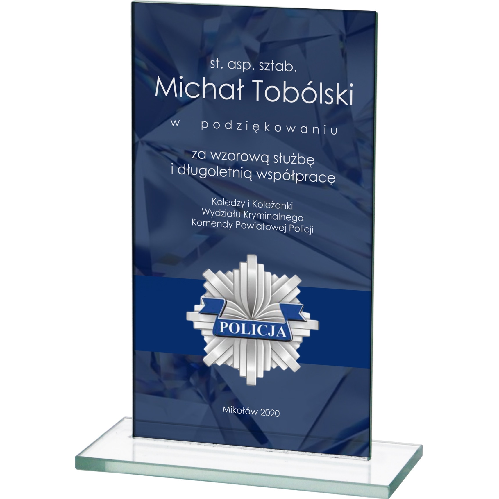 Trofeu din sticla personalizabil M65,19 cm