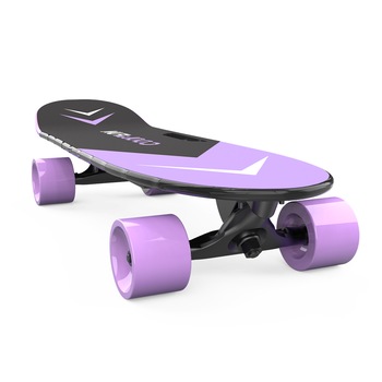 Skateboard electric RCB, Longboard cu telecomanda, 150W, 2 Viteze, Pentru copii, Mov/Negru Skateboard electric RCB, Longboard cu telecomanda, 150W, 2 Viteze, Pentru copii, Mov/Negru