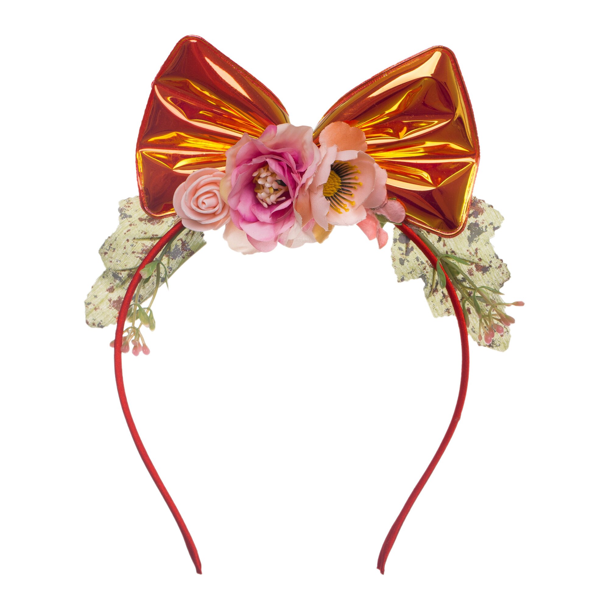 Bentita de par cu fundita portocalie, plastic