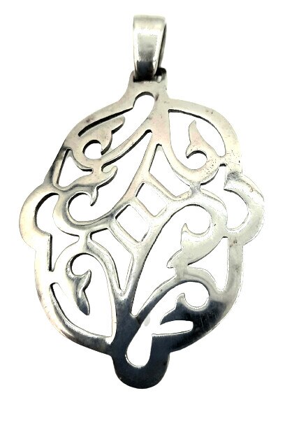 Pandativ Argint 925 mare, oval, fara pietre cu design floral