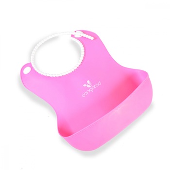 Baveta din silicon Cangaroo Baby Bib Am pink Baveta din silicon Cangaroo Baby Bib Am pink